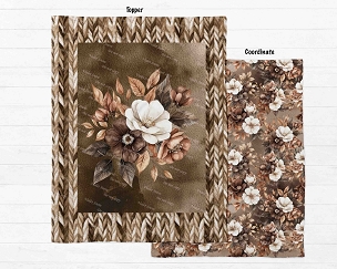 Harvest of calm Floral Watercolor Brown Blanket Panel
